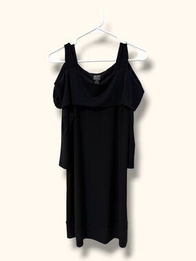 Clara Sunwoo Dress Womens M Black Off Shoulder Long Sleeve Pull On Flounce
